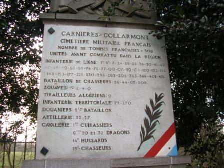 Carnières - monument du cimetière militaire : liste des régiments - 39.8 ko Carnières - monument du cimetière militaire : liste des régiments - 39.8 ko