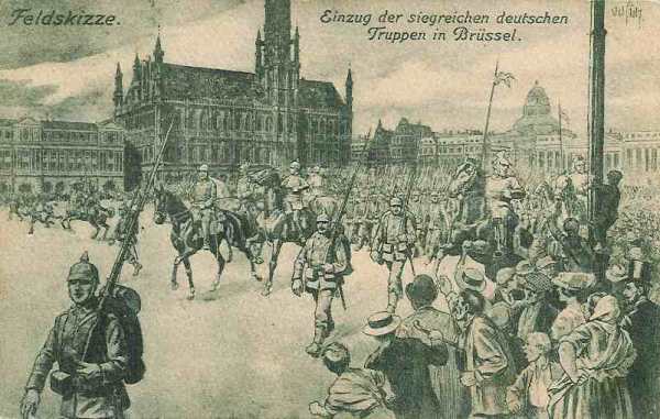 Entre des troupes allemandes  Bruxelles - 40.3 ko